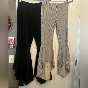 2 pairs of Alice + Olivia Jinny High Low Flared Trouser Pants